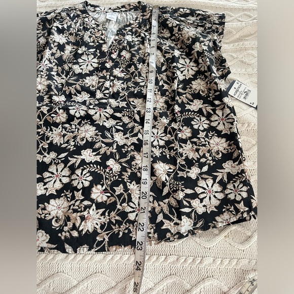 Melrose & Market Floral Black and Cream Women's Designer Blouse Size Medium - Picture 10 of 16